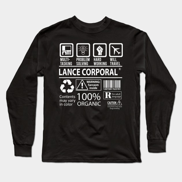 Lance Corporal T Shirt - MultiTasking Certified Job Gift Item Tee Long Sleeve T-Shirt by Aquastal